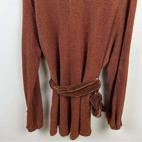 Free People Fete Knit Metallic rare sweater dress with velvet belt size: S - Picture 12 of 15